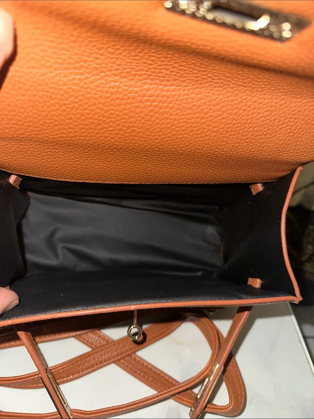 Classic Tan Top-Handle Women's Bag with Silk Scarf Accent